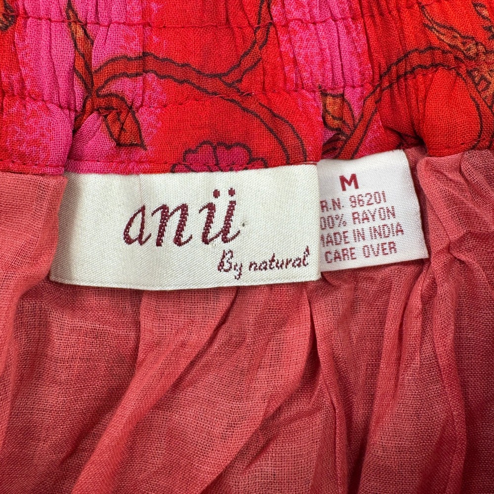 Anii by Natural Womens Red Orange Boho Tiered Ribbon Trim Rayon Maxi Skirt Med - Picture 6 of 7